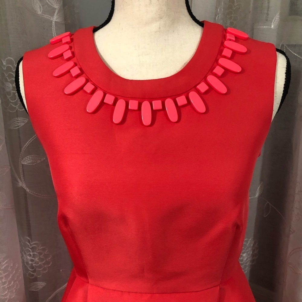 Kate Spade  Red Dress Size 4 Beaded Neckline - Picture 6 of 16